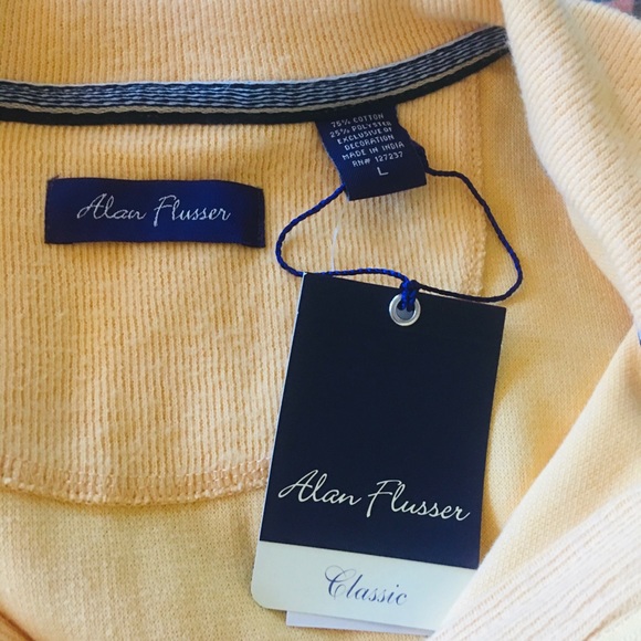 NWT Alan Flusser Men’s Yellow Sweater Pullover - Picture 12 of 16